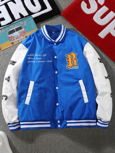 Blue Varsity Jacket Outfit Men, Blue Jacket Outfits Men, Racer Jacket Outfit, Sonic Human, Blue Varsity Jacket, Varsity Jacket Outfit, Men Outerwear, Boxing Posters, Men Jackets