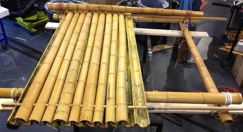 Bamboo Barrel Tile Roofs (natural building forum at permies) Bamboo Roof, Bamboo Diy, Bamboo Building, Bamboo House Design, Bamboo Structure, Bamboo Architecture, Bamboo Construction, Bamboo Poles, Bamboo Art