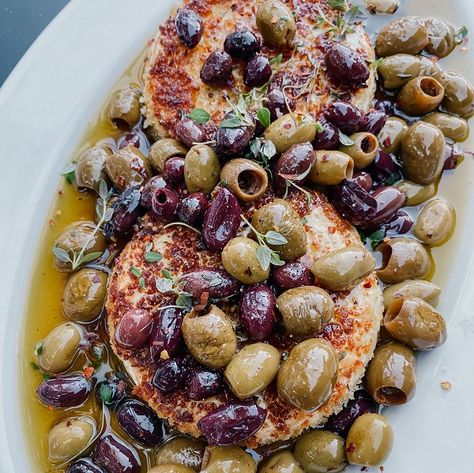 Pan Fried Brie with Olives and Honey - Brocc Your Body Fried Brie, Fried Feta, Brocc Your Body, Best Appetizer, Chicken Pita, Eggplant Dip, Olive Recipes, Delicious Appetizer Recipes, Baked Brie