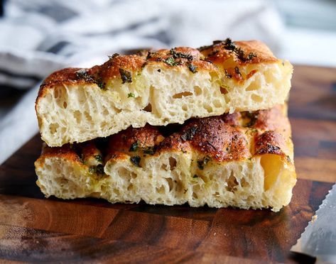 Focaccia Baked in an Air Fryer Focaccia Bread Air Fryer, Air Fryer Focaccia Bread, Airfryer Foccacia, Easy Foccassia Bread, Cheesy Garlic Sourdough Focaccia Amy Bakes Bread, Foccacia Bread Airy, Baking Pan Sizes, Craving Tasty, Foccacia Bread