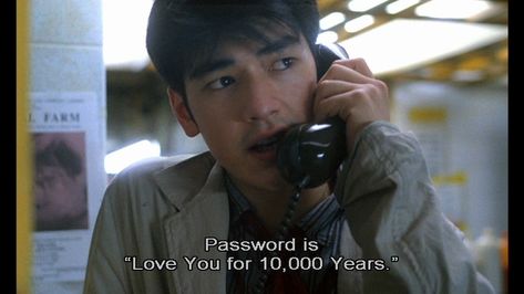 password is "love you for 10,000 years" Chungking Express, Cinema Quotes, Takeshi Kaneshiro, Septième Art, Image Film, Movie Lines, Film Inspiration, Film Quotes, Cinematic Photography