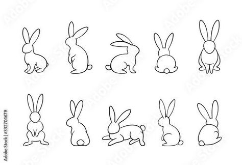 Rabbit Outline Tattoo, Easter Tattoo Ideas, Easter Line Art, Easy Bunny Drawing, Bunny Tattoo Small, Hase Tattoos, Tattoo Light, Bunny Outline, White Rabbit Tattoo