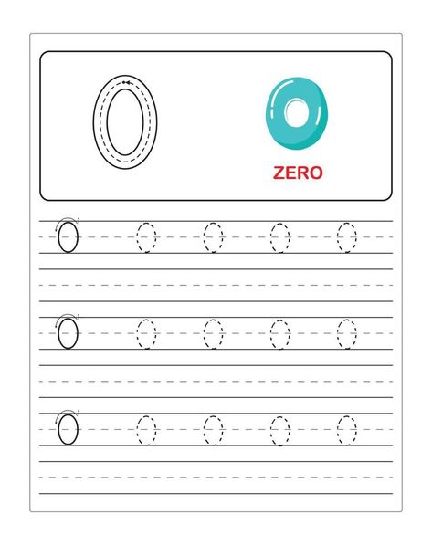 Children's Colorful Alphabet tracing practice worksheets, O is for Zero Number Zero, Practice Tracing, Colorful Alphabet, Tracing Practice, Number Tracing, Numbers Preschool, Abc Alphabet, Kids Coloring Book, Alphabet Tracing