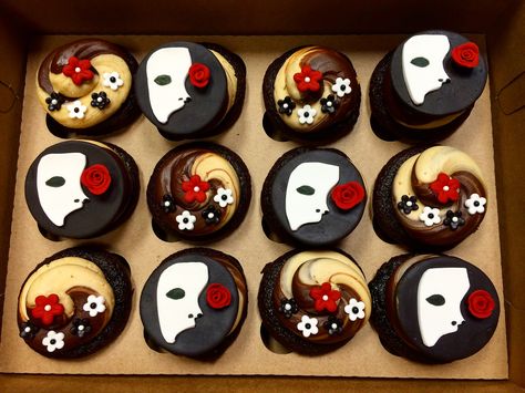 Phantom of the Opera cupcakes by Frostings Bake Shop Phantom Of The Opera Cupcakes, Phantom Of The Opera Food Ideas, Phantom Of The Opera Cake Ideas, Phantom Of The Opera Sweet 16 Ideas, Phantom Of The Opera Birthday Party, Phantom Of The Opera Theme Party, Phantom Of The Opera Party Ideas, Phantom Of The Opera Prom, Phantom Of The Opera Cake