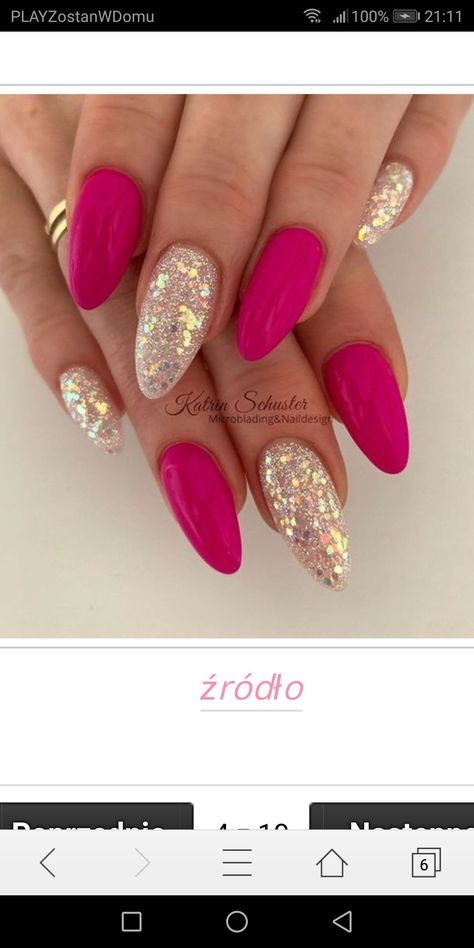 Nails To Go With Fuschia Dress, Nails For Fuschia Dress, Fuscia Pink Nails, Hot Pink New Years Nails, Hot Pink Velvet Nails, Fuchsia Pink Nails Acrylic, Gold And Pink Nails Ideas, Prom Nails Magenta, Pink Fuschia Nails