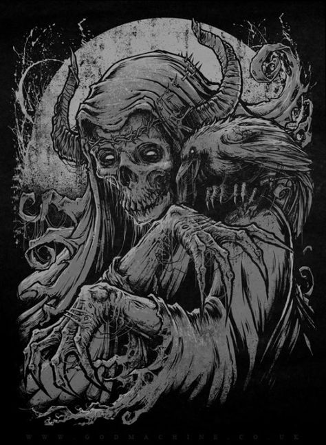 Art Sinistre, Art Macabre, Backpiece Tattoo, Evil Tattoos, Grim Reaper Art, Geniale Tattoos, Dark Artwork, Macabre Art, Occult Art