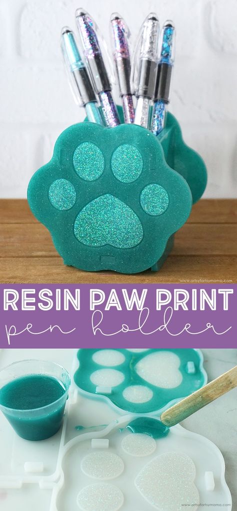 Resin Paw Pen Holder #resin #resincrafts #resintutorial #diypenholder #eclecticproducts #e6000 #diyresin #organization #officesupplies #officeorganization Resin Pen Holder Ideas, Pen Holder Ideas, Resin Pen, Unicorn Spit, Resin Ideas, My Workspace, Disposable Gloves, Stir Sticks, Craft Knife