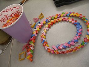 An ongoing Starburst wrapper chain :) Starburst Candy, Candy Necklaces, Paper Chains, Wrapping Gifts, Craft Stuff, Candy Wrappers, Paper Folding, Origami Crafts, Post Ideas