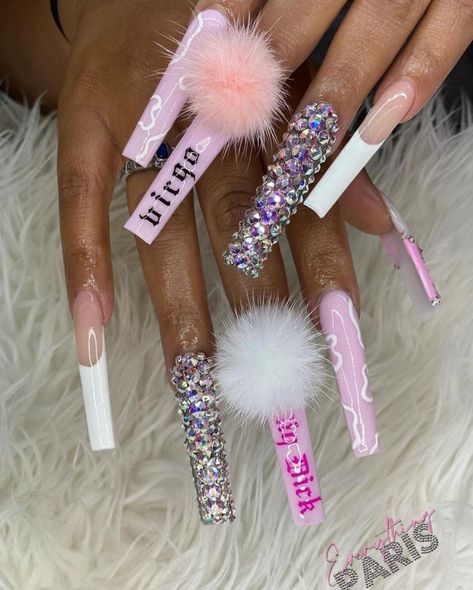 Black Nail Technicians 💅🏽 on Instagram: “1, 2 Or 3?” Baddie Acrylic Nails Coffin, Virgo Nails Acrylic, Baddie Acrylic Nails, Nails Virgo, Virgo Nails, 21st Birthday Nails, Nail Designs Bling, Acrylic Nail Designs Coffin, Birthday Nail Designs