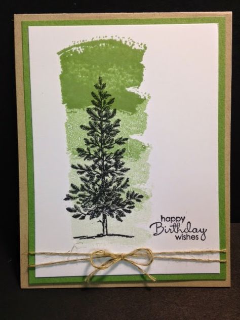 Idée : fond couleur du tampon. Cards With Trees On Them, Cards With Trees, Bd Card, Lovely As A Tree, Karten Design, Tree Stamp, Masculine Birthday Cards, Creative Corner, Making Greeting Cards