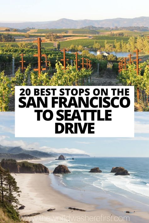 A complete guide to the best stops on a San Francisco to Seattle drive road trip including best places to stay and best things to do. Seattle Road Trip, Travel Aesthetic Beach, San Francisco Road Trip, Pch Road Trip, Washington Road Trip, Travel Wallpapers, Northern California Road Trip, Pacific Coast Road Trip, California Coast Road Trip