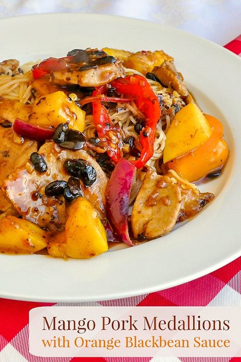 This quick and easy stir fried mango pork recipe will be on the table in minutes and have everyone raving about the great flavours in it. #mealprep #mealplanning #quickandeasymeals #porkrecipes #stirfryrecipes Pork Medallions, Bean Sauce, Roasted Pork Tenderloins, Chinese Cooking Wine, Rock Recipes, Black Bean Sauce, Mango Recipes, Summer Salad Recipes, Pork Dishes