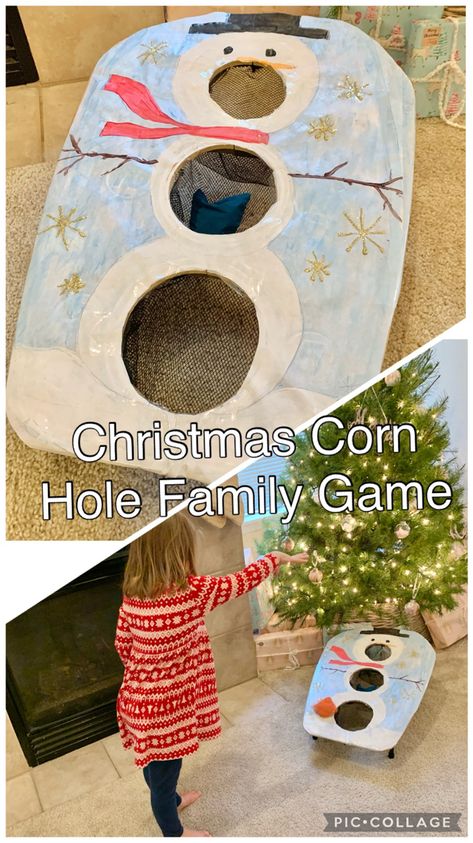 Christmas Corn Hole Game, Kid Christmas Games Easy, Christmas Outdoor Games, Classroom Holiday Games For Kids, Christmas Fair Activities, Elementary Christmas Games, Winterfest Games, Christmas Party Minute To Win It Games, Jingle Bell Toss Game