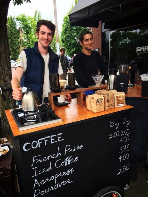 Coffee Bike Cart, Coffee Pop Up Shop, Coffee Cart Menu Ideas, Mobile Coffee Shop Ideas, Pop Up Coffee Bar, Coffee Stall Ideas, Bike Coffee Shop, Coffee Cart Ideas, Pop Up Coffee Shop