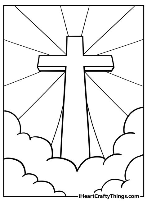 Cross Coloring Sheet, Cross Coloring Pages Free Printables, Easy Cross Drawings, Cross Template Free Printable, Cross Painting Ideas, Drawing Sunglasses, Cross Template, Jesus Drawing, Cross Painting