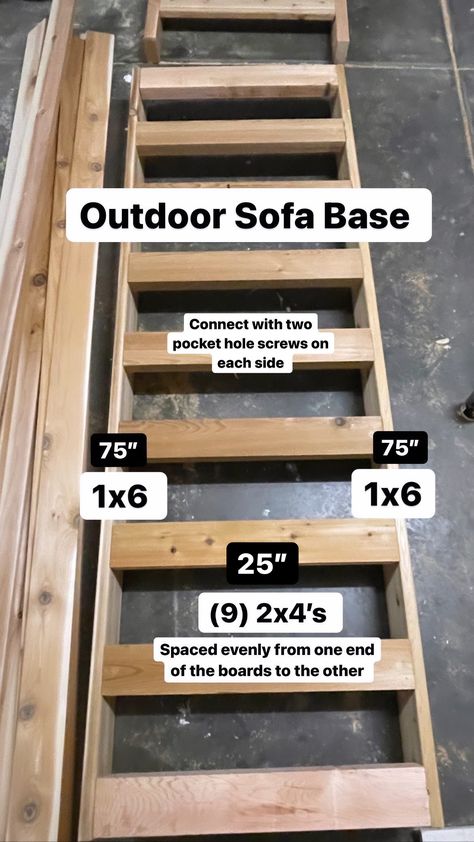 DIY Outdoor Sofa: My Secret for a High End Look • Home with Hay Porch Furniture Diy, Outdoor Sofa Diy, West Elm Sofa, Lumber Sizes, Decking Screws, Diy Outdoor Furniture Plans, Porch Furniture, Outdoor Crafts, Diy Furniture Couch