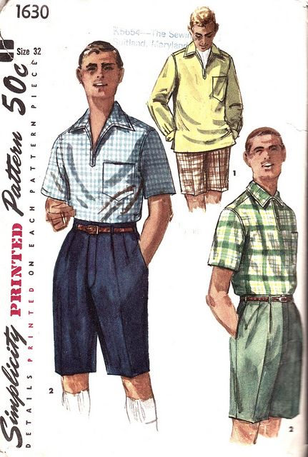 Vintage 1950s Mens Bermuda Walking Shorts and Shirt Size 32 Simplicity 1630 Sewing Pattern 50s by Patternpalooza, via Flickr 1950s Casual Menswear, 1960s Summer Fashion Men, 1940s Mens Summer Fashion, 50s Man Fashion, 1950s Italian Fashion Men, 1950s Preppy Style Men, 50s Summer Fashion Men, 50s Aesthetic Outfits Men, 1950 Mens Fashion Casual