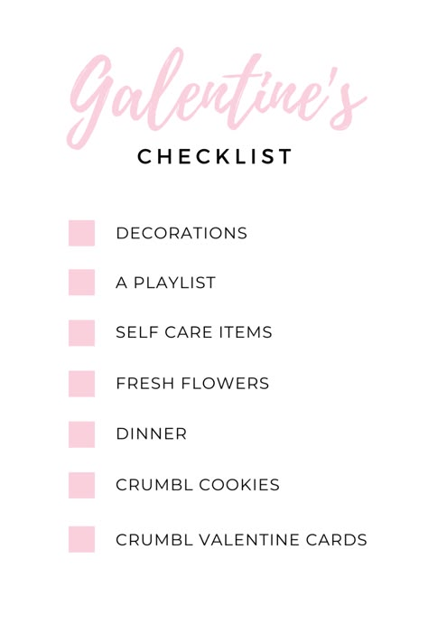 Things To Do Galentines, Galentines Questions, Galentines Party Checklist, Teenager Galentines Party, Galantines Activies, Galentines Game, Valentines Things, Galentines Ideas, Valentines Social Media