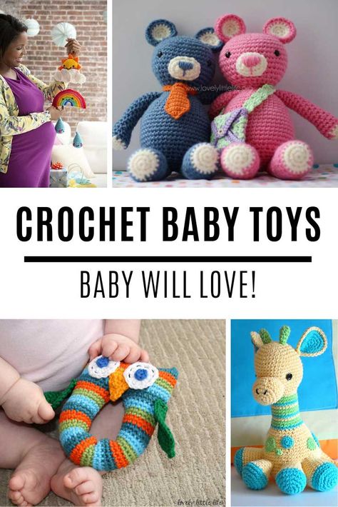 Loving these crochet baby toy patterns - they're perfect for baby shower gifts! Macrame Things, Owl Themed Nursery, Shower Gif, Elephant Themed Nursery, Stars Baby Mobile, Toys Food, Crochet Toys Free Patterns, Crochet Baby Gifts, Yarn Patterns