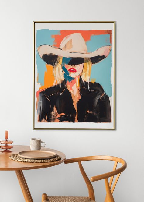 Abstract Cowgirl Art Print Western Desert Painting, Minimalist Trendy Vintage Aesthetic, Unframed Wall Art, Desk Decor, Unique Gift - Etsy Cowgirl Painting, Painting Styles, Western Desert, Western Paintings, Cowgirl Art, Desert Painting, Cowgirl Western, Unframed Wall Art, Paintings Art Prints