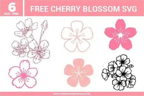 Cherry Blossom SVG Free Cut Files | Free SVG Download Flower Svg Free Cricut Vinyl, Cherry Blossom Outline, Wedding Movies, Cherry Blossom Flowers, Free Cut Files, Flower Food, Cricut Free, Flower Svg, Free Svg Cut Files