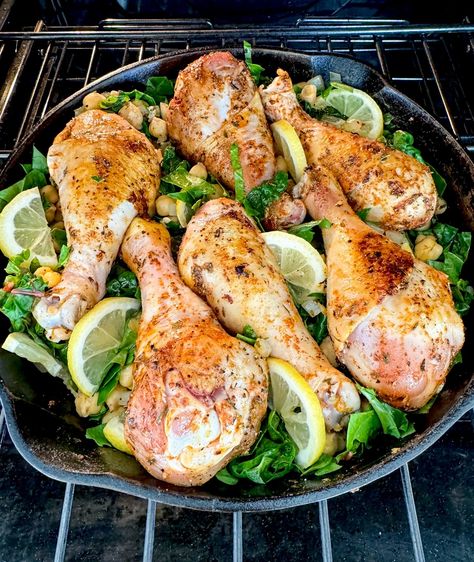 Spiced Lemon Skillet Chicken with Kale and Beans - Easy One Dish Dinner - An Oregon Cottage Skillet Lemon Chicken & Potatoes With Kale, Kale And Beans, Oregon Cottage, Chili Spices, One Dish Dinners, Chicken Potatoes, Skillet Chicken, Lemon Chicken, A Bowl