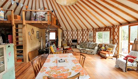 Lucy from Lulastic Hippyshake lives fully off-grid in New Zealand in this stunning yurt with her husband and two children. Image © Lucy AitkenRead from Lulastic Hippyshake Yurt Interior, Yurt Home, Yurt Living, Earthship, Round House, Off Grid Living, Survival Prepping, Yurt, Tiny Living