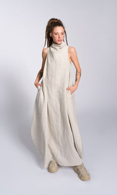 Linen High Neck Cocoon Dress A92318 - Etsy United Arab Emirates Cocoon Dress, Mother Of Groom Dresses, Groom Dresses, Cotton Jumpsuit, Groom Dress, Arab Emirates, Style Expert, Mother Of The Groom, United Arab Emirates