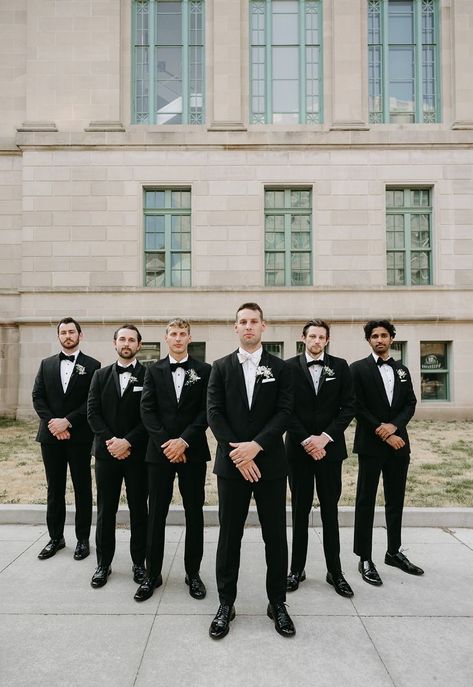 Groom And Groomsmen Poses, Groom Groomsmen Photos, Wedding Photos Bridesmaids And Groomsmen, Groom With Groomsmen Photos, Grooms Party Photos, Black Tie Wedding Photos, Wedding Photography Groomsmen, Grooms Men Photos, Wedding Photo Ideas Groomsmen