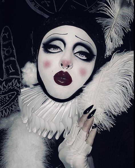 Vintage Pierrot Clown Makeup, Peirot Clown, Contortionist Makeup, French Clown Makeup, Gothic Drag Makeup, Clown Drag Makeup, Freakshow Makeup, Goth Drag Queen, Goth Drag Makeup