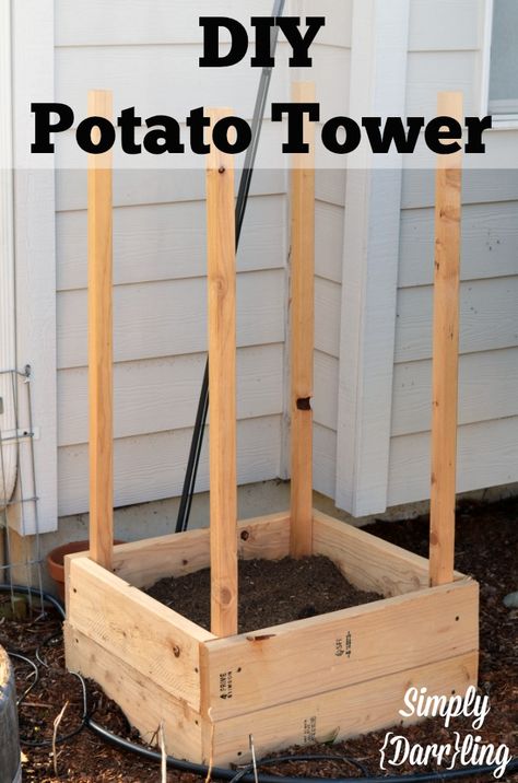 Raised Potato Bed, Vertical Potato Planter, Potato Tower Diy How To Build, Potato Planter Diy, Potato Box Garden, Potatoe Tower, Potato Bin Diy, Potato Box, Grow Potatoes In Container