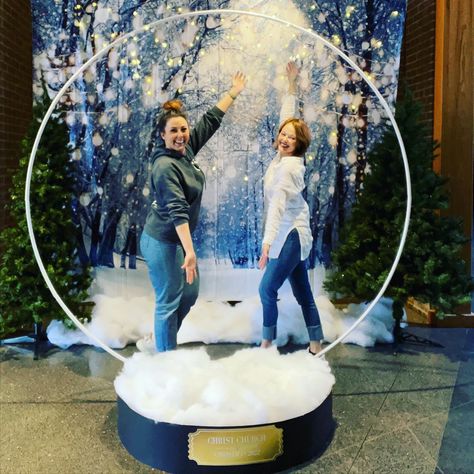 Photo Booth Winter Wonderland, Winter Wonderland Selfie Station, Christmas Event Photo Backdrop, Winter Theme Photo Booth, Diy Christmas Photo Booth Backdrop, Snowglobe Photo Booth Diy, Diy Giant Snow Globe Photo Booth, Christmas Wedding Photo Booth, Winter Wonderland Fundraiser