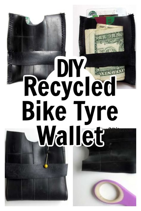 Money Pouch Made Of Recycled Tire Tube — CraftBits.com Bike Tube Crafts, Tube Crafts, Sewing Machine Instructions, Handmade Gift Ideas, Tyres Recycle, Diy Baby Clothes, Money Pouch, Baby Sewing Patterns, Diy Recycle