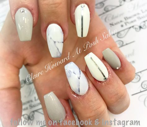 Square Nails Marble, Acrylic Tapered Square Nails, Dip Powder Nails Marble Design, Poly Gel Marble Nails, Gray Marble Nails, White Gray Marble Nails, Grey And Black Marble Nails, Short Tapered Square Nails, Marble Nails Acrylic