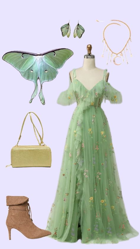 Luna Moth #lunamoth #moth #outfitinspo #fashion Duct Tape Dress, Cute Moth, Lunar Moth, Luna Moth, Fairytale Dress, Fantasy Clothing, Fantasy Fashion, Inspired Dress, Costume Dress