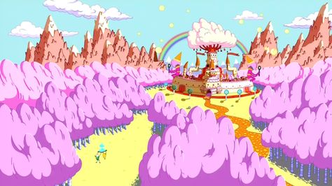 Trippy Landscape, Adventure Time Background, Cotton Candy Tree, Kingdom Wallpaper, Candy Kingdom, Time Background, Pendleton Ward, Candy Trees, Environment Painting