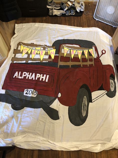 Sorority Fall Sorority Banners, Barn Dance Sorority, Sorority Banner, Grad Cap Designs, Sorority Events, Barn Dance, Taurus Tattoos, Fall Banner, Pi Phi