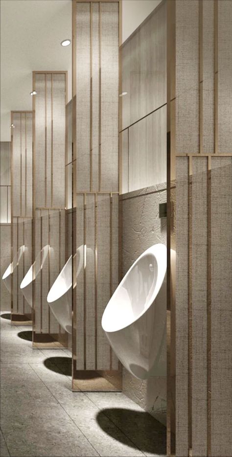 Gold Detail Bathroom, Urinal Design, Public Restroom Design, Commercial Toilet, Luxury Toilet, Restaurant Bathroom, Wc Design, Public Hotel, Public Toilet