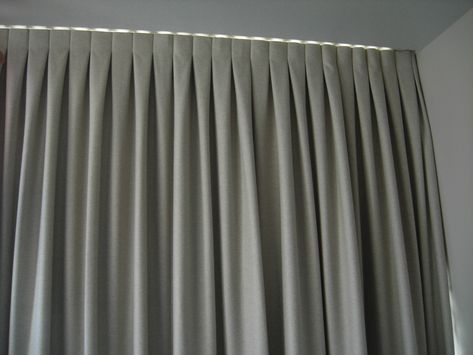 Inverted box pleat Inverted Pleat Curtains, Box Pleat Curtains, Track Curtains, Curtain Display, Curtain Box, Inverted Box Pleat, Ikea Rug, Pleated Curtains, Box Pleats