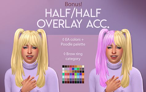 Ts4 Maxis Match Cc, Half Colored Hair, Girl Makeover, Half And Half Hair, Jenna Marbles, Maxis Match Cc, The Sims 4 Download, E Girl, Half And Half