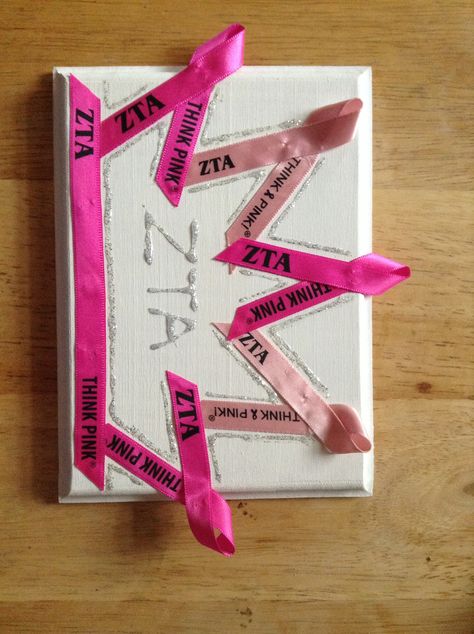 Zeta Canvas Painting, Zta Letters Painted, Zta Canvas Painting, Zta Paintings, Zeta Tau Alpha Canvas, Zta Philanthropy, Wooden Letter Painting Ideas, Zta Canvas, Zeta Canvas