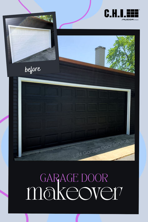 before and after black garage door replacement Magnetic Garage Door Hardware, Black Garage Door, Black Garage Doors, Carriage Garage Doors, Black Garage, Garage Door Replacement, Garage Door Windows, Garage Door Hardware, Raised House