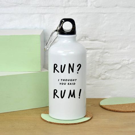 'Run? Rum' Gym Water Bottle Funny Water Bottle, Gifts For Gin Lovers, Gym Water Bottle, Water Bottle Caps, Sublimacion Ideas, Gym Bottle, Gym Gifts, Gin Gifts, Gin Lovers