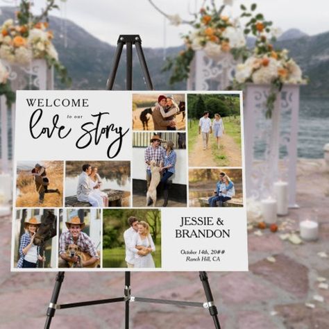 Photo Boards - Personalized Weddings | Zazzle Welcome To Our Love Story, Wedding Foam Board, Wedding Entrance Sign, Wedding Photo Collage, Wedding Photo Display, Wedding Collage, Wedding Welcome Board, Our Love Story, Love Story Wedding