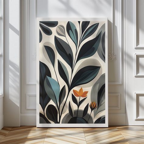 Add a touch of contemporary elegance to your home with this stunning abstract botanical leaf wall art. The modern design features a collection of stylized leaves in a beautiful, neutral palette that will complement any decor. Perfect for living room, bedroom, or office spaces, this large canvas print comes ready to hang and will infuse your home with a fresh, natural vibe. Its durability is crafted to withstand the test of time, making it not just a piece of art but a long-lasting investment for Large Long Wall Decor Ideas, Modern Cottage Art, Modern Art Minimalist, Minimalist Colorful Living Room, Neutral Color Living Room, Modern Nature Decor, Neutral Canvas Art, Living Room Mural, Color Living Room