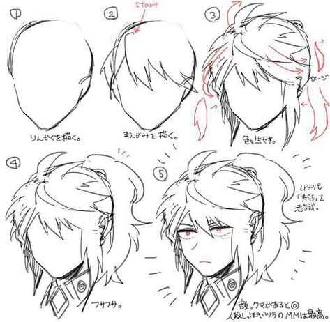 Hair References Drawing, Boy Hair Drawing, Long Hair Drawing, Drawing Male Hair, Anime Long Hair, Pelo Anime, How To Draw Anime, Drawing Hair Tutorial, Manga Hair