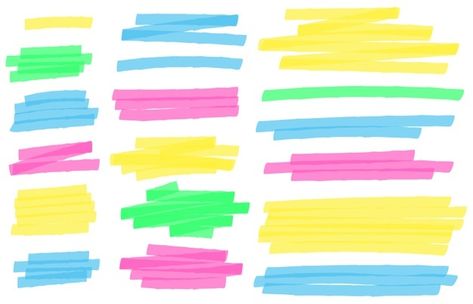 Blue Highlighter, Yellow Highlighter, Dotted Drawings, Marker Icon, Social Media Art, Minimal Patterns, Sticker Png, Highlighter Pen, Highlighter Brush