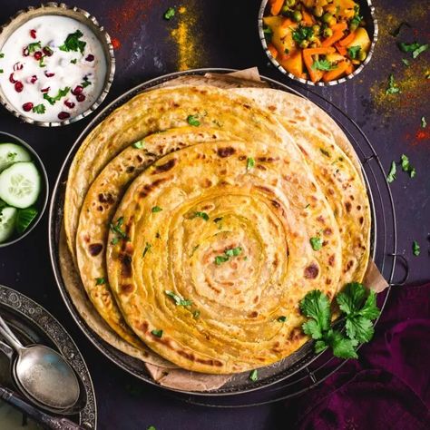 Indian Party Menu Ideas, Diwali Party Menu Indian, Hosting Indian Dinner Party, Indian Lunch Party Menu Ideas, Laccha Paratha Photography, Masala Paratha, Indian Dinner Party, Diwali Dinner, Laccha Paratha