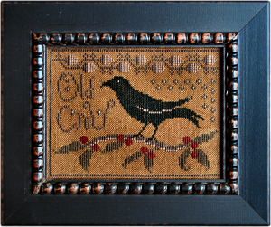 Old Crow from La-d-da cross stitch designs Crow Cross Stitch Pattern, Crow Cross Stitch, Primitive Cross Stitch Patterns, Autumn October, Primitive Patterns, Applique Kit, Halloween Autumn, Halloween Cross Stitches, Cross Stitch Finishing