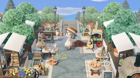 Acnh House Location Ideas, Animal Crossing Flea Market Ideas, Animal Crossing Flea Market, Acnh Flea Market Ideas, Acnh Market Ideas, Acnh Flea Market, Farmers Market Animal Crossing, Acnh Able Sisters Store Ideas, Acnh Downtown